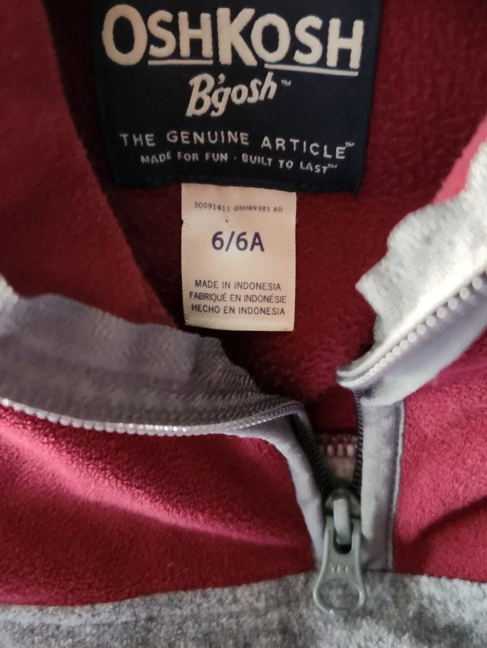OshKosh Bgosh cozy zip